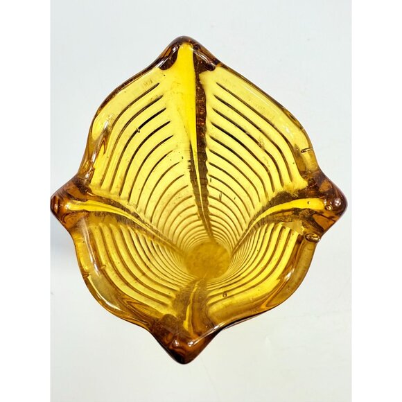 Swung Swing Vase Orange Amber Hand Blown Northwood Drapery Variant Amber Vase - Picture 13 of 16